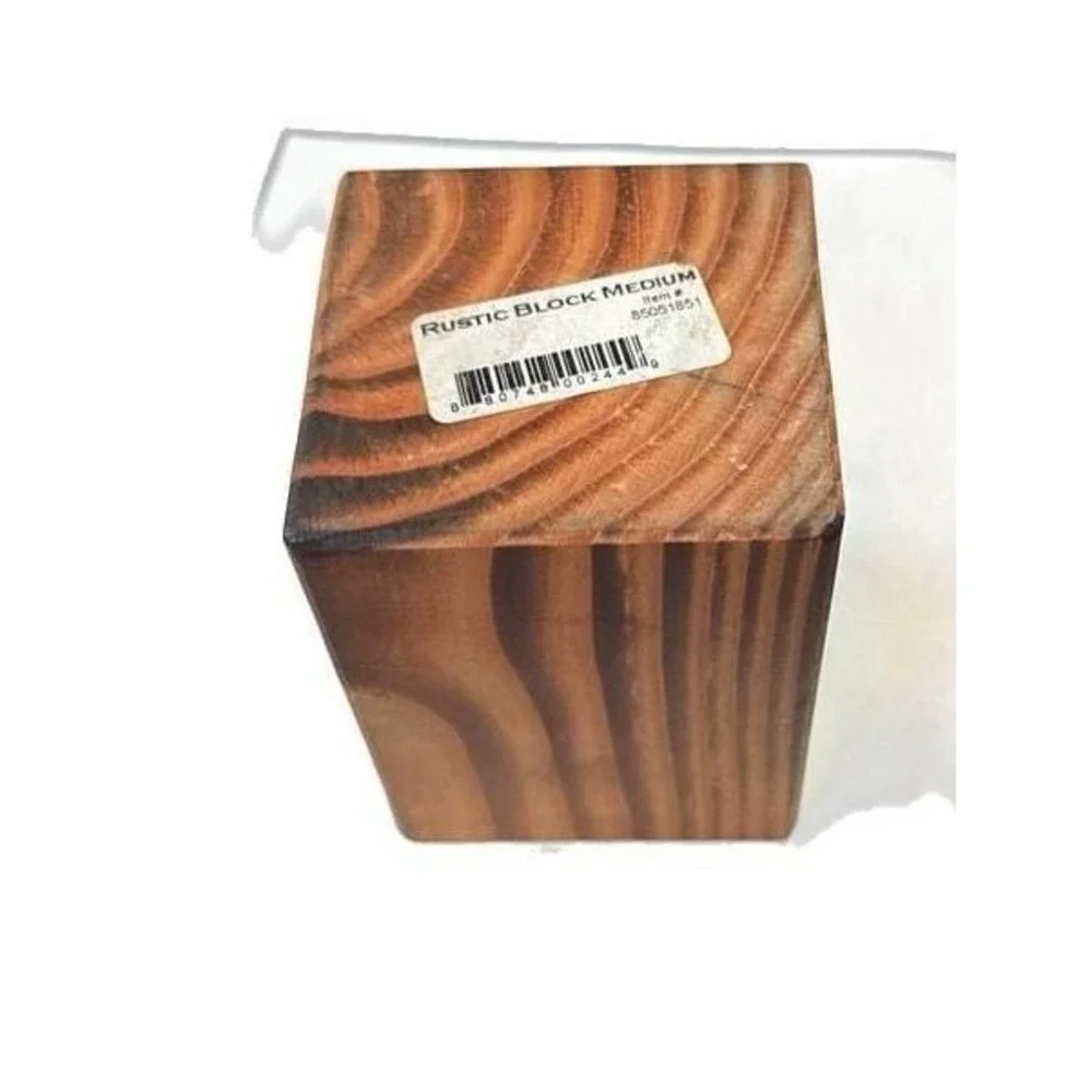 Rustic Block Wood Candle Holder Medium - 3.5